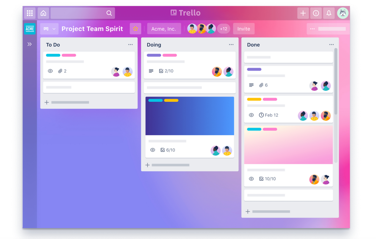 Trello board view example