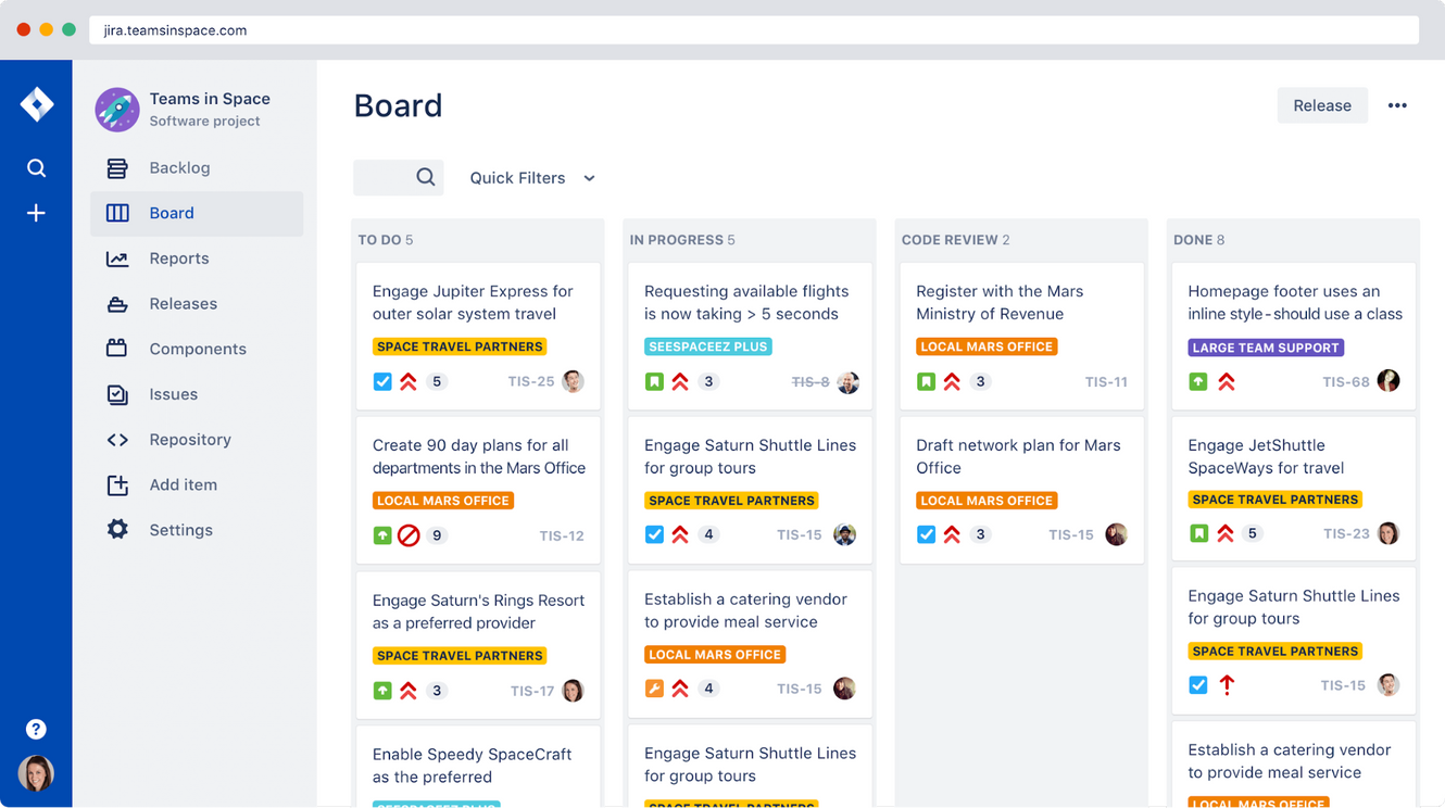 jira board view example for project management software
