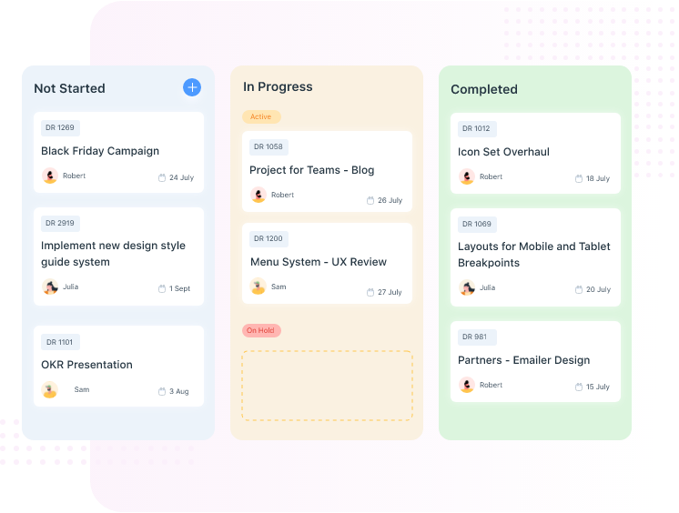 Kissflow Project board example